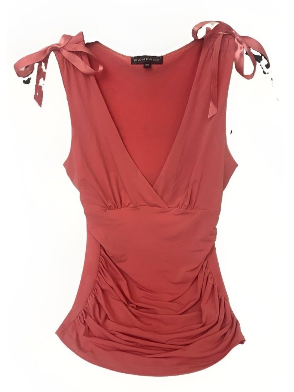 Vintage Rampage Y2K Pink Cami Top Ribbon Bow Empire Waist Coquette Size M. Ab